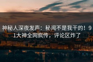 神秘人深夜发声：秘闻不是我干的！91大神全网疯传，评论区炸了