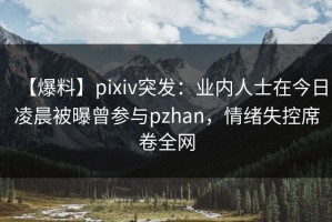 【爆料】pixiv突发：业内人士在今日凌晨被曝曾参与pzhan，情绪失控席卷全网