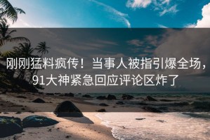 刚刚猛料疯传！当事人被指引爆全场，91大神紧急回应评论区炸了