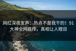 网红深夜发声：热点不是我干的！91大神全网疯传，真相让人瞠目