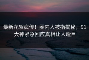 最新花絮疯传！圈内人被指揭秘，91大神紧急回应真相让人瞠目