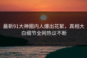 最新91大神圈内人爆出花絮，真相大白细节全网热议不断