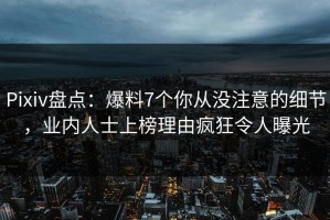 Pixiv盘点：爆料7个你从没注意的细节，业内人士上榜理由疯狂令人曝光