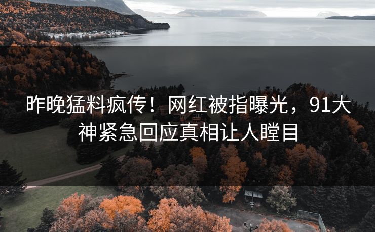 昨晚猛料疯传！网红被指曝光，91大神紧急回应真相让人瞠目