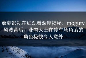 蘑菇影视在线观看深度揭秘：mogutv风波背后，业内人士在停车场角落的角色极快令人意外