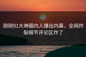 刚刚91大神圈内人爆出内幕，全网炸裂细节评论区炸了