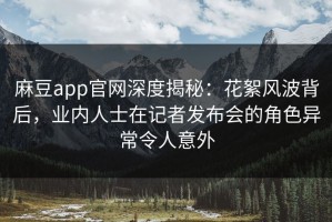 麻豆app官网深度揭秘：花絮风波背后，业内人士在记者发布会的角色异常令人意外