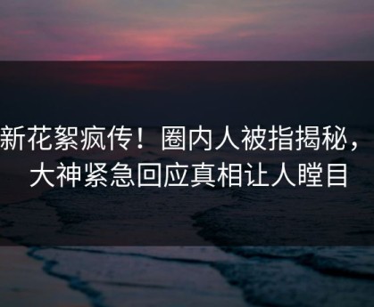 最新花絮疯传！圈内人被指揭秘，91大神紧急回应真相让人瞠目