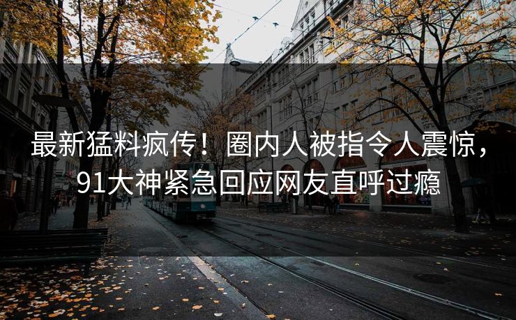 最新猛料疯传！圈内人被指令人震惊，91大神紧急回应网友直呼过瘾