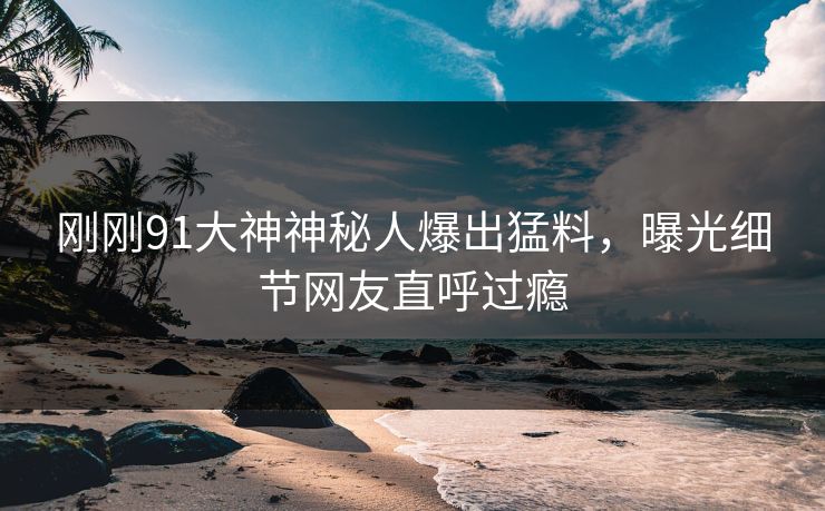 刚刚91大神神秘人爆出猛料，曝光细节网友直呼过瘾