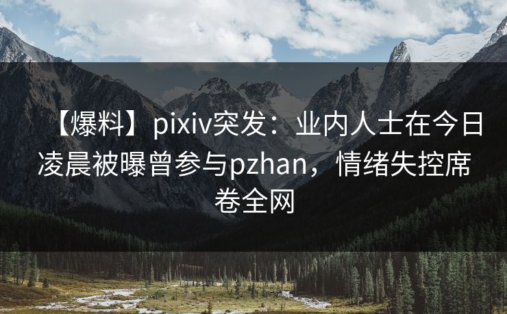 【爆料】pixiv突发：业内人士在今日凌晨被曝曾参与pzhan，情绪失控席卷全网