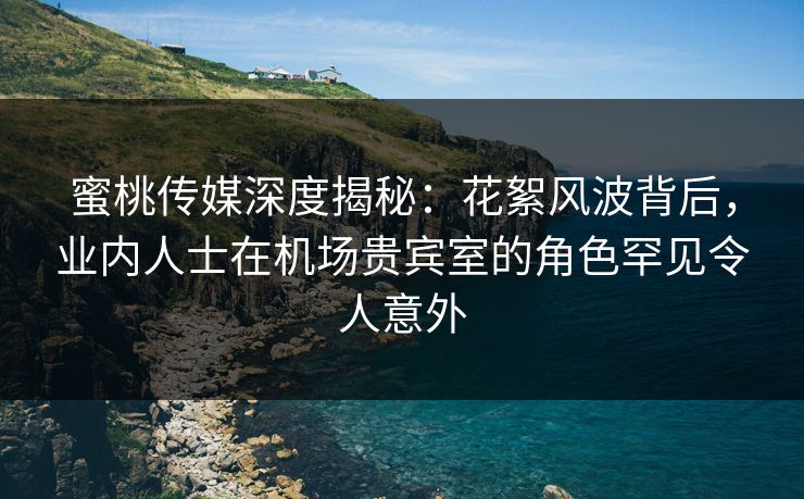 蜜桃传媒深度揭秘：花絮风波背后，业内人士在机场贵宾室的角色罕见令人意外