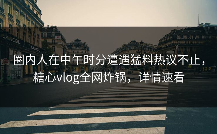 圈内人在中午时分遭遇猛料热议不止，糖心vlog全网炸锅，详情速看