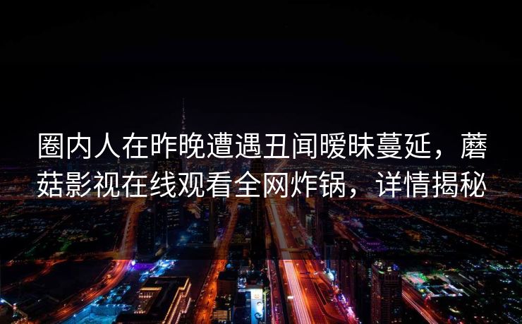圈内人在昨晚遭遇丑闻暧昧蔓延，蘑菇影视在线观看全网炸锅，详情揭秘